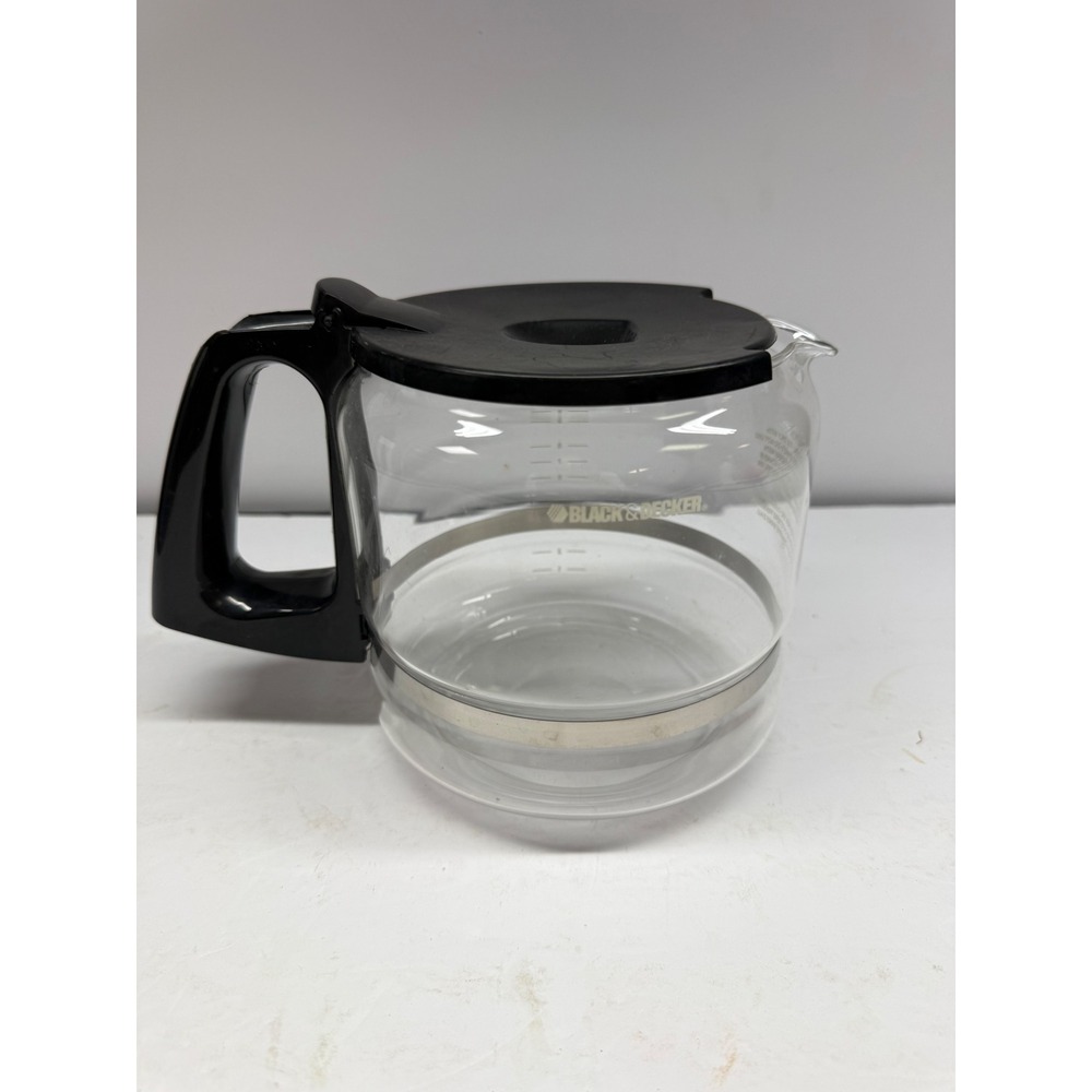 Black & Decker 12 Cup Glass Replacement Coffee Carafe Pot with Black Lid Handle